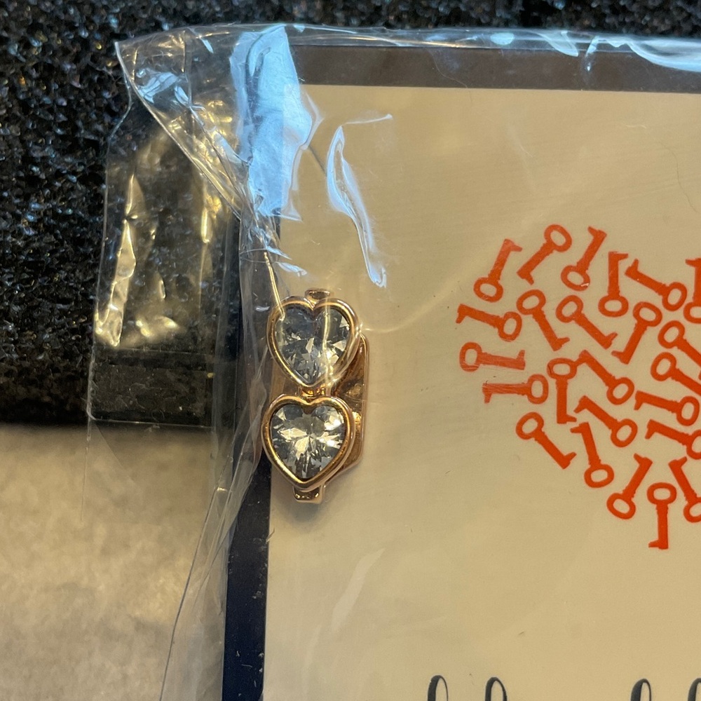 Stella and Dot Keep Crystal Heart slide Charm NWT